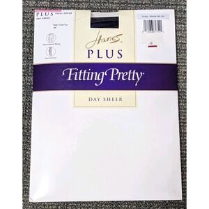 Hanes Fitting Pretty Pantyhose Plus Size One 1 Jet Black Day Sheer NOS 2000
